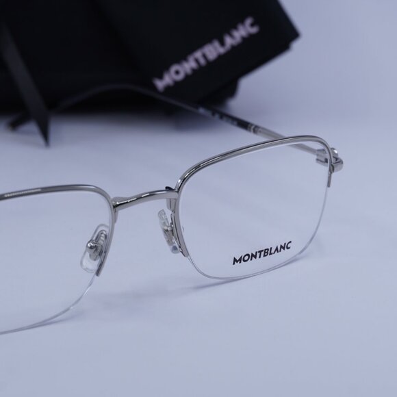 Montblanc MB0131O 001 Rectangle Eyeglasses 52mm – Silver/Black - Picture 7 of 10